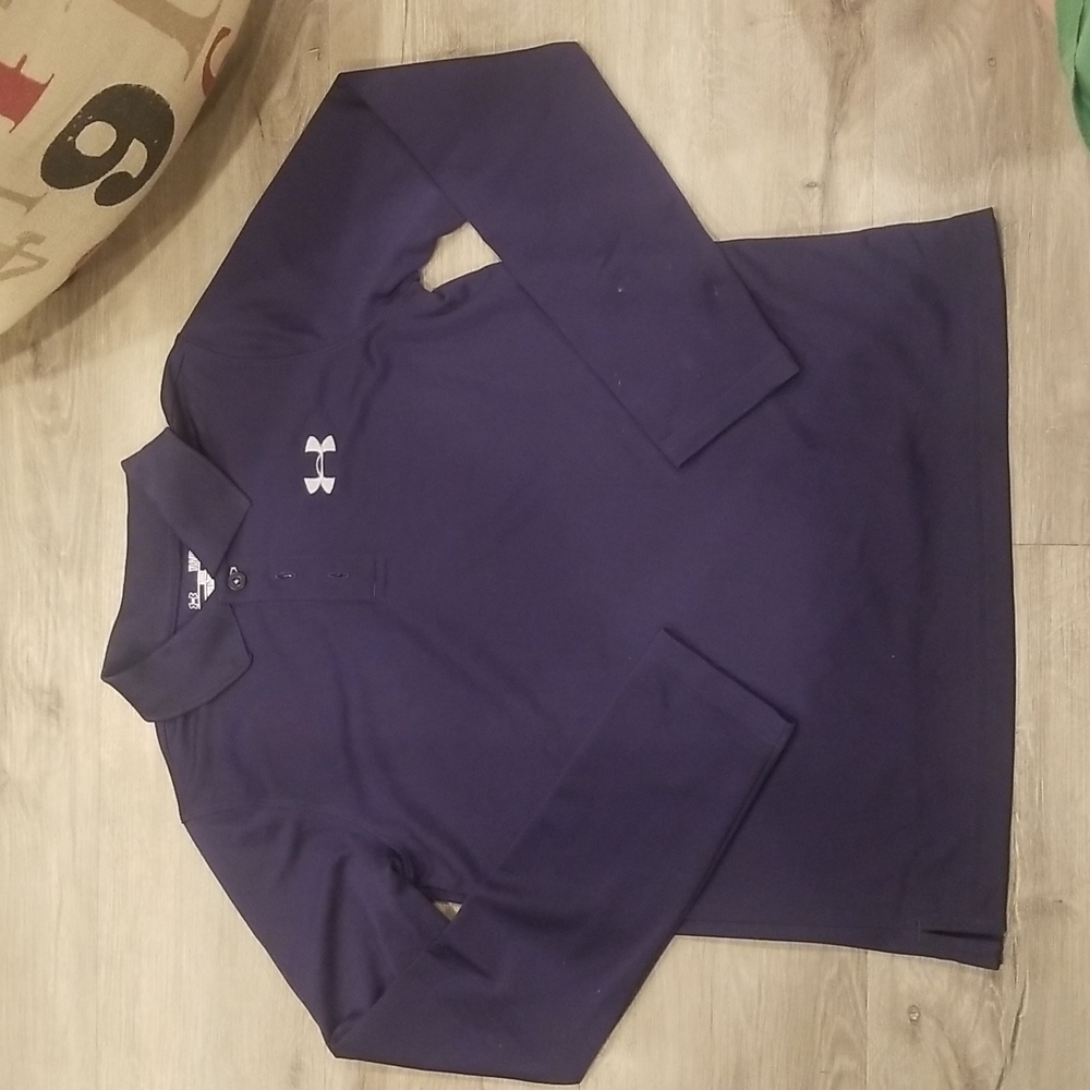 Under Armour youth large long sleeve collared Golf shirt Heat Gear